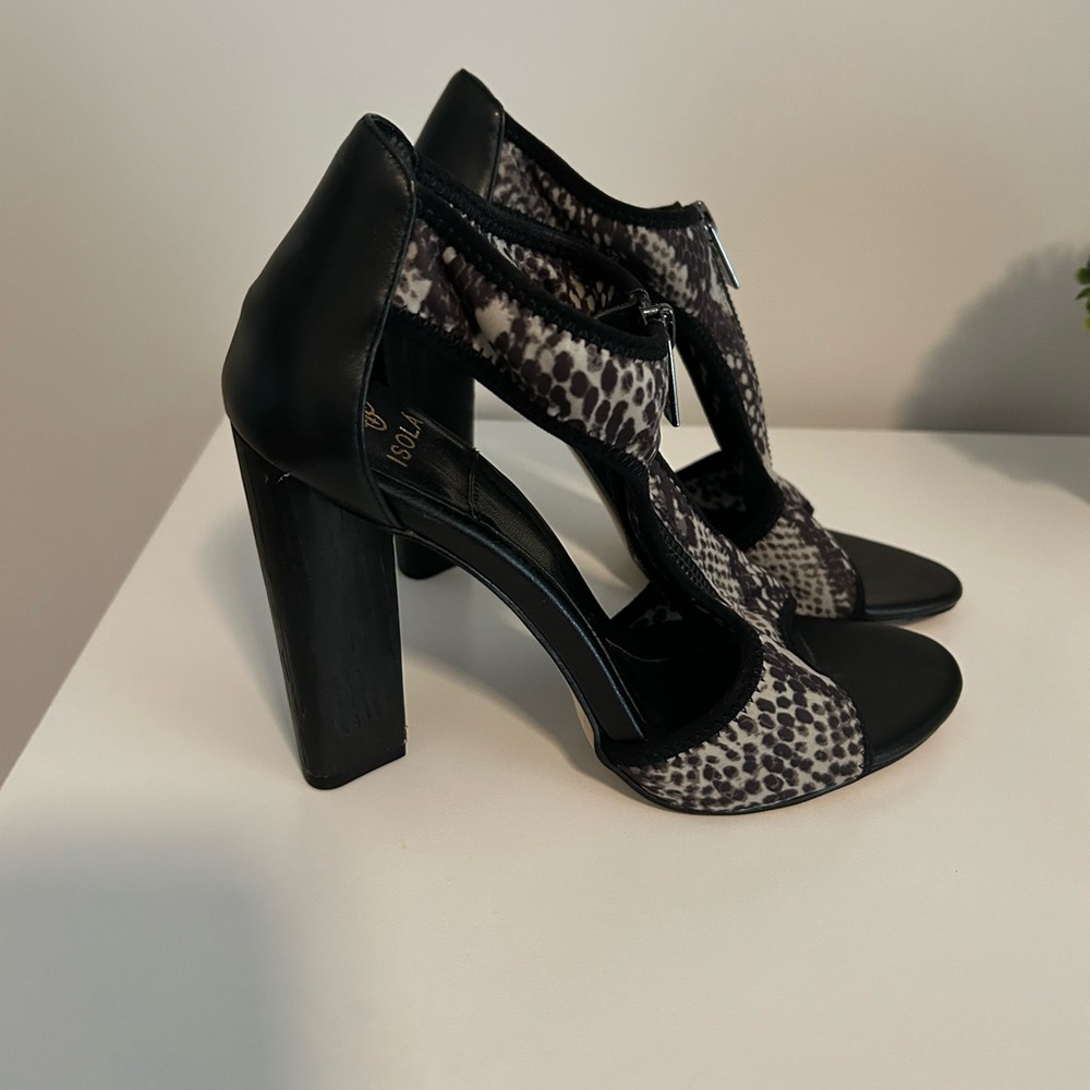 Black and grey heels